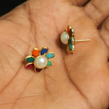 2 Pairs Single Layer Pacchi Earing Tops Mutli Color 18mm