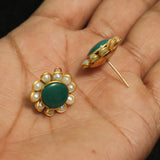 2 Pairs Single Layer Pacchi Earing Tops Green 20mm
