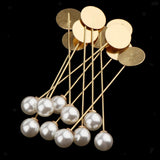 10 Pcs, 3 inch and 15mm Brass Flat Round Tray Pearl Lapel Pin
