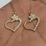 10 Pcs AD Heart Charms Golden 27x21mm