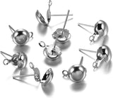 5 Pairs 8mm Half Ball With Closed Loop Earring Posts