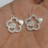10 Pcs AD Flower Charms Silver 18x16mm