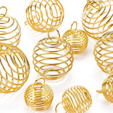 30Pcs 3 Style Round Iron Wire Pendants, Spiral Bead Cage Pendants