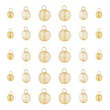 30Pcs 3 Style Round Iron Wire Pendants, Spiral Bead Cage Pendants