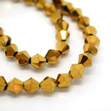 1 String Crystal Bicone Beads 4mm Golden