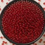 50gm 8/0 Preciosa Trans Cherry Red Seed Beads