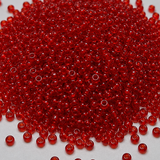 50gm 8/0 Preciosa Trans Cherry Red Seed Beads