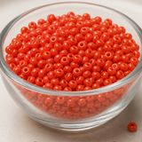 50gm 8/0 Preciosa Opaque Deep Orange Seed Beads