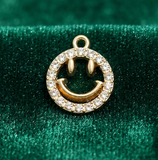 5 Pcs 14mm Smiley Face Ad Stone Golden Charms
