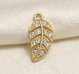 5 Pcs 20x11mm Leaf Ad Stone Charms