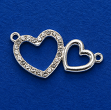 10 Pcs, 14x28mm Silver AD Couple Heart Connectors