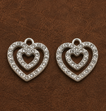 10 Pcs AD Heart Charms Silver 18x16mm