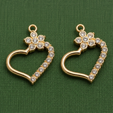 10 Pcs AD Heart Charms Golden 27x21mm