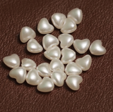 Off White Heart Acrylic Pearl Beads