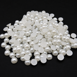 3-8mm, 100 Gm Acrylic Half Pearl Round Beads White