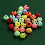 100 gm, 8mm Multi Color Smiley One Side Hole Donut Acrylic Beads