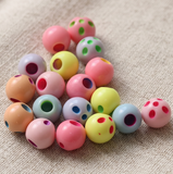100 gm, 9mm Multi Color One Side Hole Acrylic Round Beads
