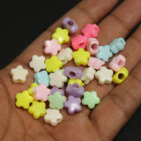 10mm, 100 Pcs Acrylic Multicolor Flower Beads