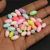 14x7mm, 100 Pcs Acrylic Multicolor Oval Beads