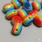 100 Pcs, 10x8mm Rainbow Acrylic Beads Oval Shape