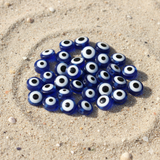 100 Pcs 6-10mm Evil Eye Disc Beads Blue