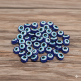 100 Pcs 6-10mm Evil Eye Disc Beads Blue