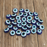 100 Pcs 6-10mm Evil Eye Disc Beads Blue