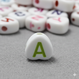 100 gm, Acrylic Heart A to Z Alphabet Letter Beads Multicolor 7mm