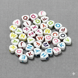 100 gm, Acrylic Heart A to Z Alphabet Letter Beads Multicolor 7mm