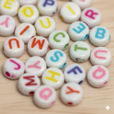 100 gm, Acrylic Round A to Z Alphabet Letter Beads Multicolor 6mm