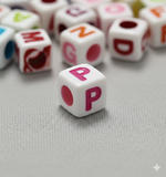 100 gm, Acrylic Square A to Z Alphabet Letter Beads Multicolor 6mm_ALP-04