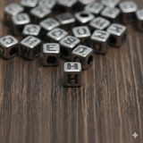 100 gm, Acrylic Square A to Z Alphabet Letter Beads 6mm