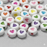 100 gm, Acrylic Round Heart Beads Multicolor 6mm
