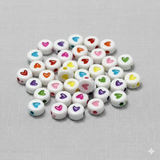 100 gm, Acrylic Round Heart Beads Multicolor 6mm