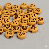 100 gm, 9mm Acrylic Round Smiley Beads