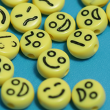 100 Gm 5mm Yellow Color Smiley Acrylic Round Beads