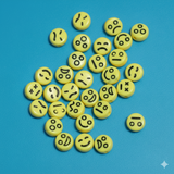 100 Gm 5mm Yellow Color Smiley Acrylic Round Beads
