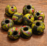 50 Assorted Antique Mosaic Glass Beads 11x13
