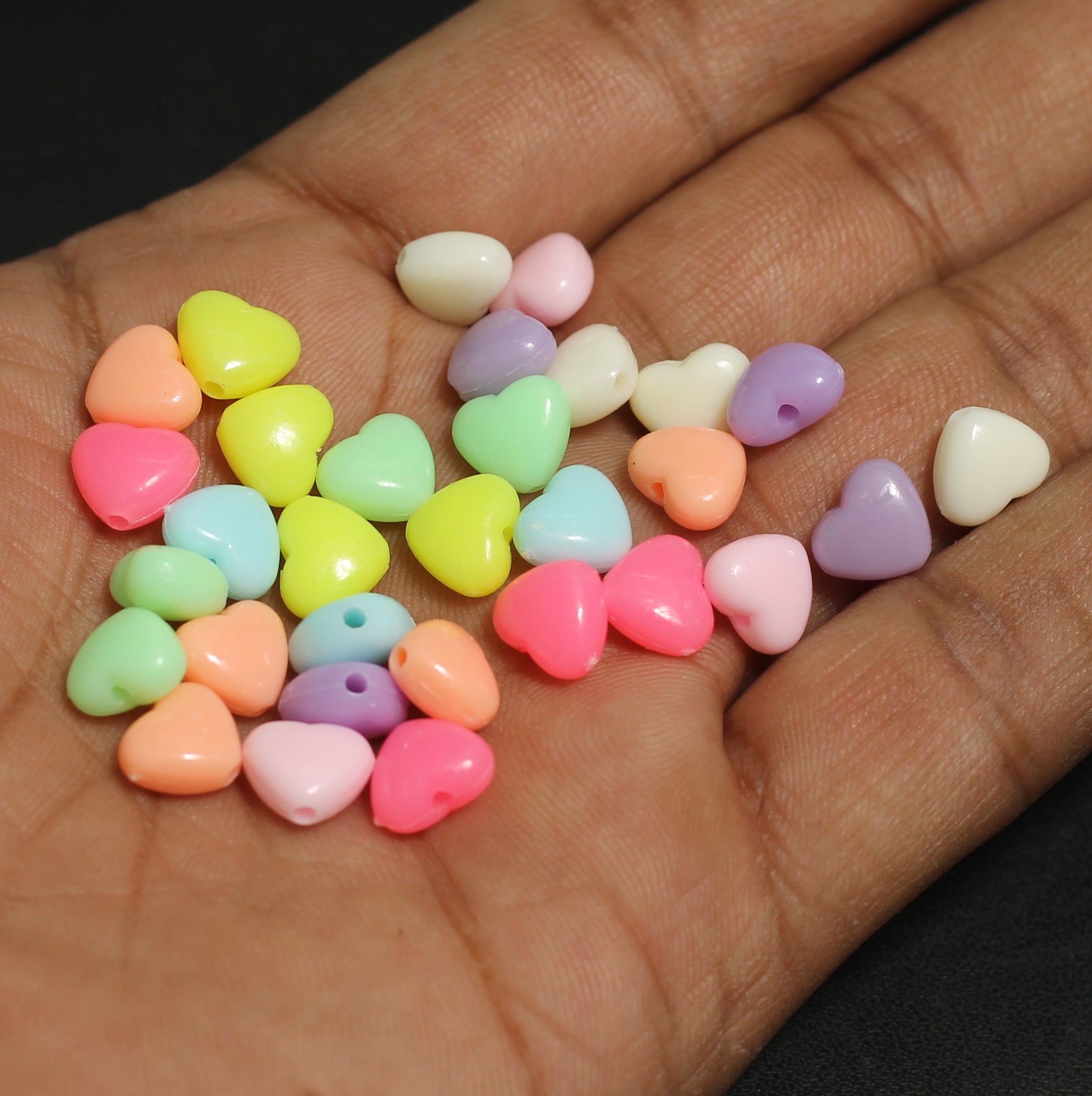 Acrylic Multicolor Heart Beads_ACRB-804-2