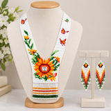 Handcrafted Floral Beaded Necklace & Earrings Set