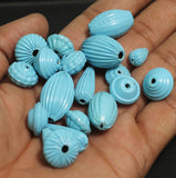 8-25 mm,Vintage Brass Beads Sky Blue Color, Assorted Shape And Sizes