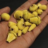 11-25 mm,Vintage Brass Beads Yellow Color, Assorted Shape And Sizes