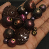 6-25 mm,Vintage Brass Beads Maroon Color, Assorted Shape And Sizes