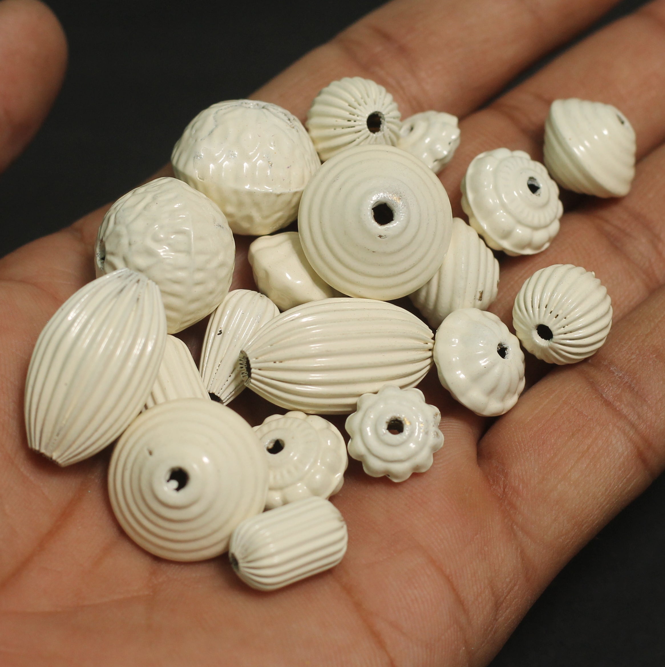 6-25 mm,Vintage Brass Beads White Color, Assorted Shape And Sizes