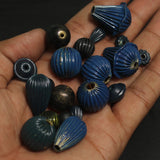6-25 mm,Vintage Brass Beads Blue Color, Assorted Shape And Sizes