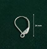92.5 Sterling Silver Lever back Earring Finding 14mm