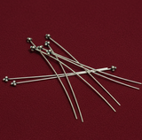 92.5 Sterling Silver 60mm Headpin with Flower OXIDIZED FINISH