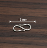 92.5 Sterling Silver Plain S Clasp 15mm