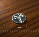 92.5 Sterling Silver ARIES Charm 12mm