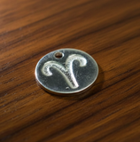 92.5 Sterling Silver ARIES Charm 12mm